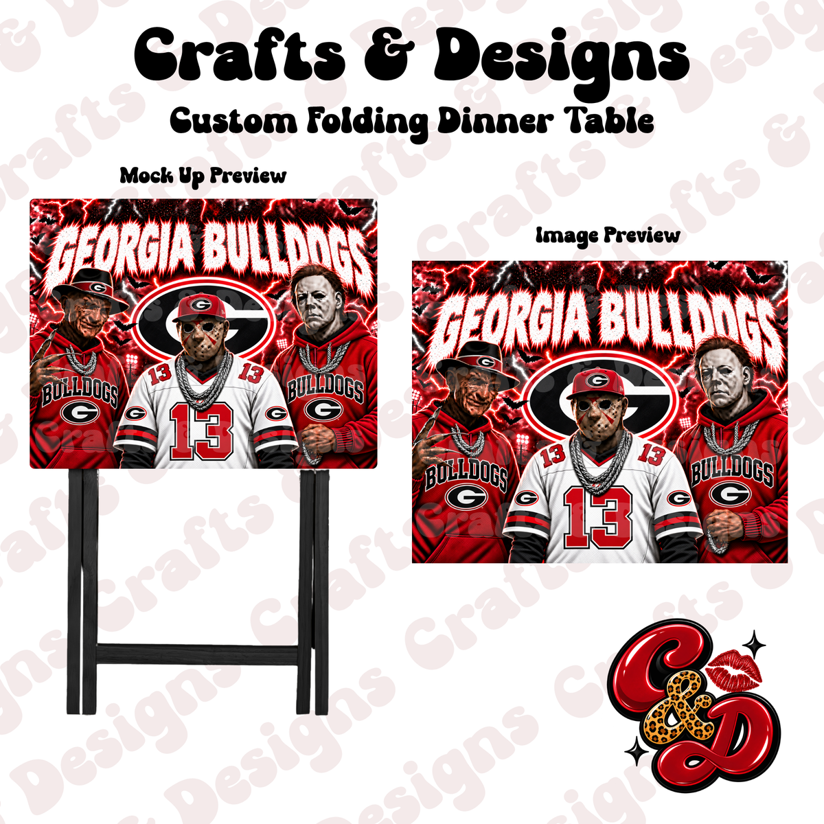 UGA Bulldogs Horror Crew Folding Table