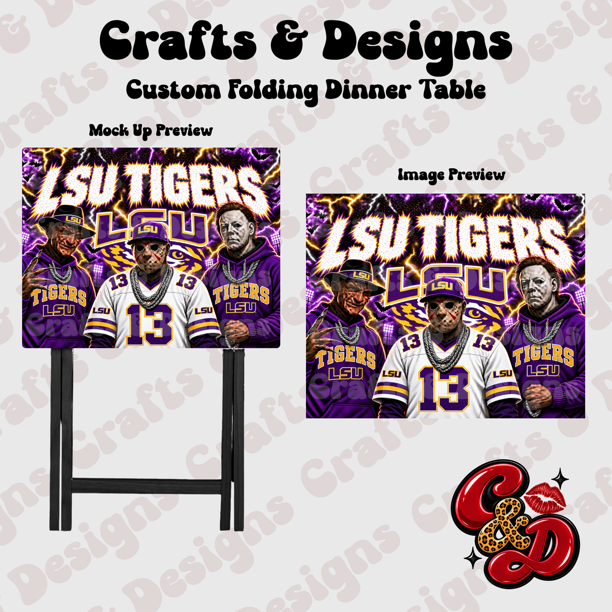 LSU Tigers Horror Crew Folding Table