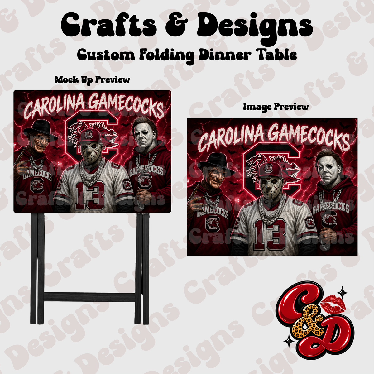 Carolina Gamecocks Horror Crew Folding Table