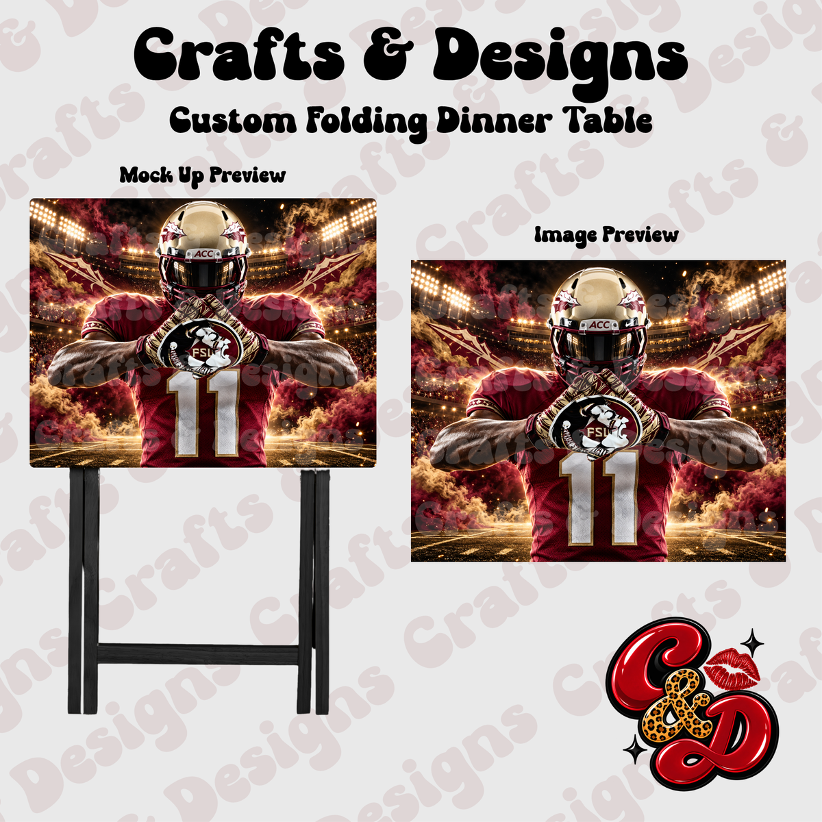 FSU Seminoles Hands Up Folding Table