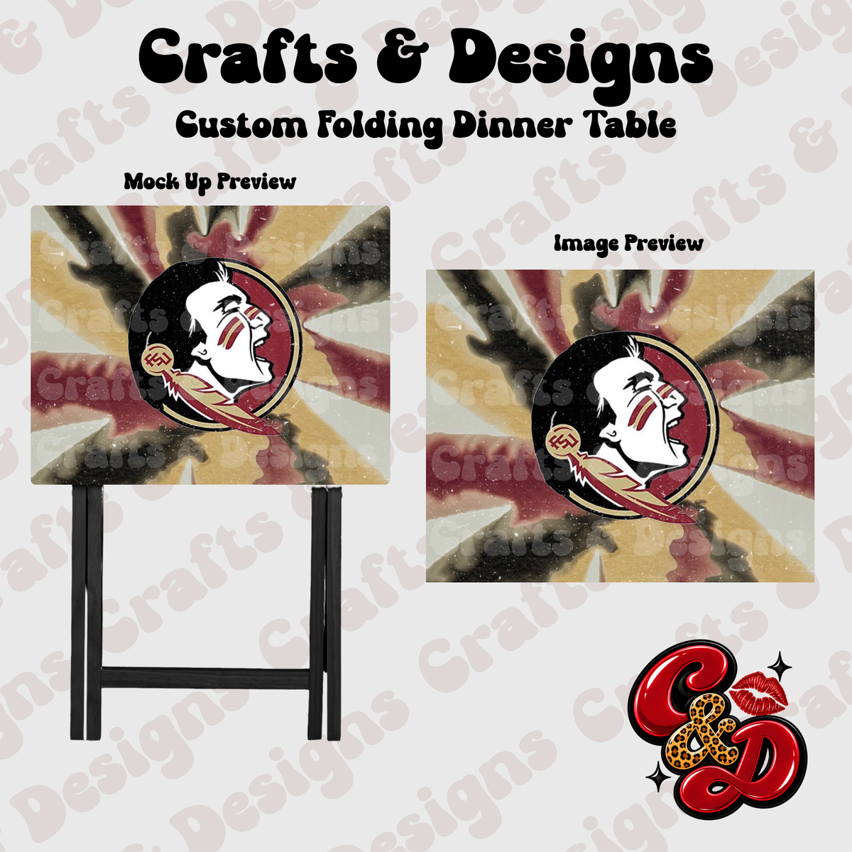 FSU Seminoles Tye Died Folding Table