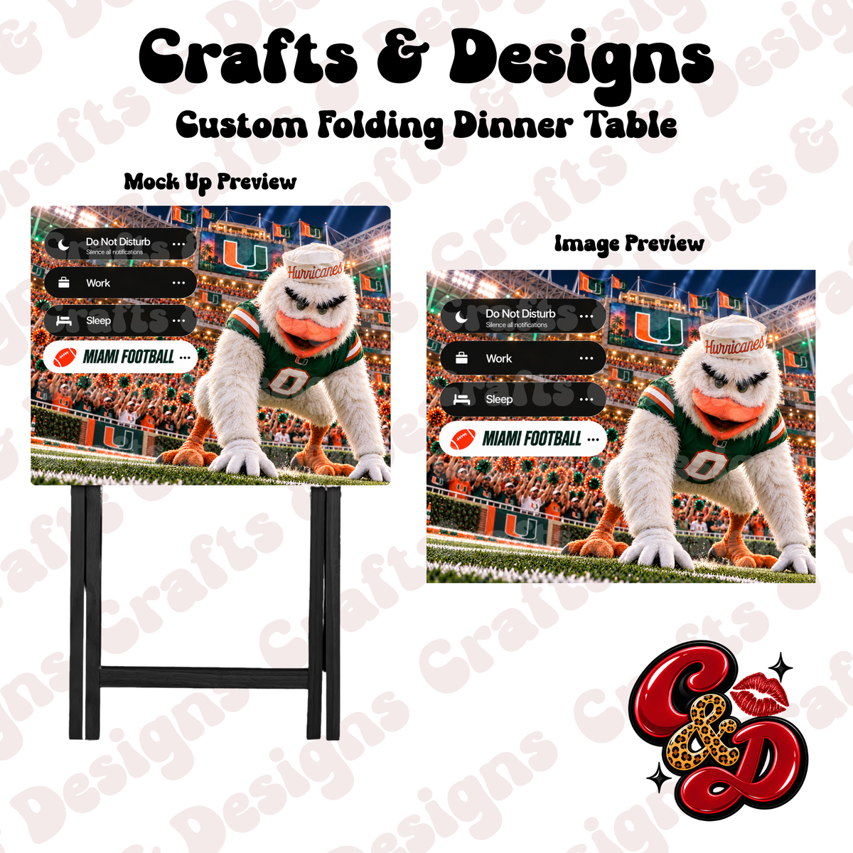 Miami Hurricane DND Folding Table