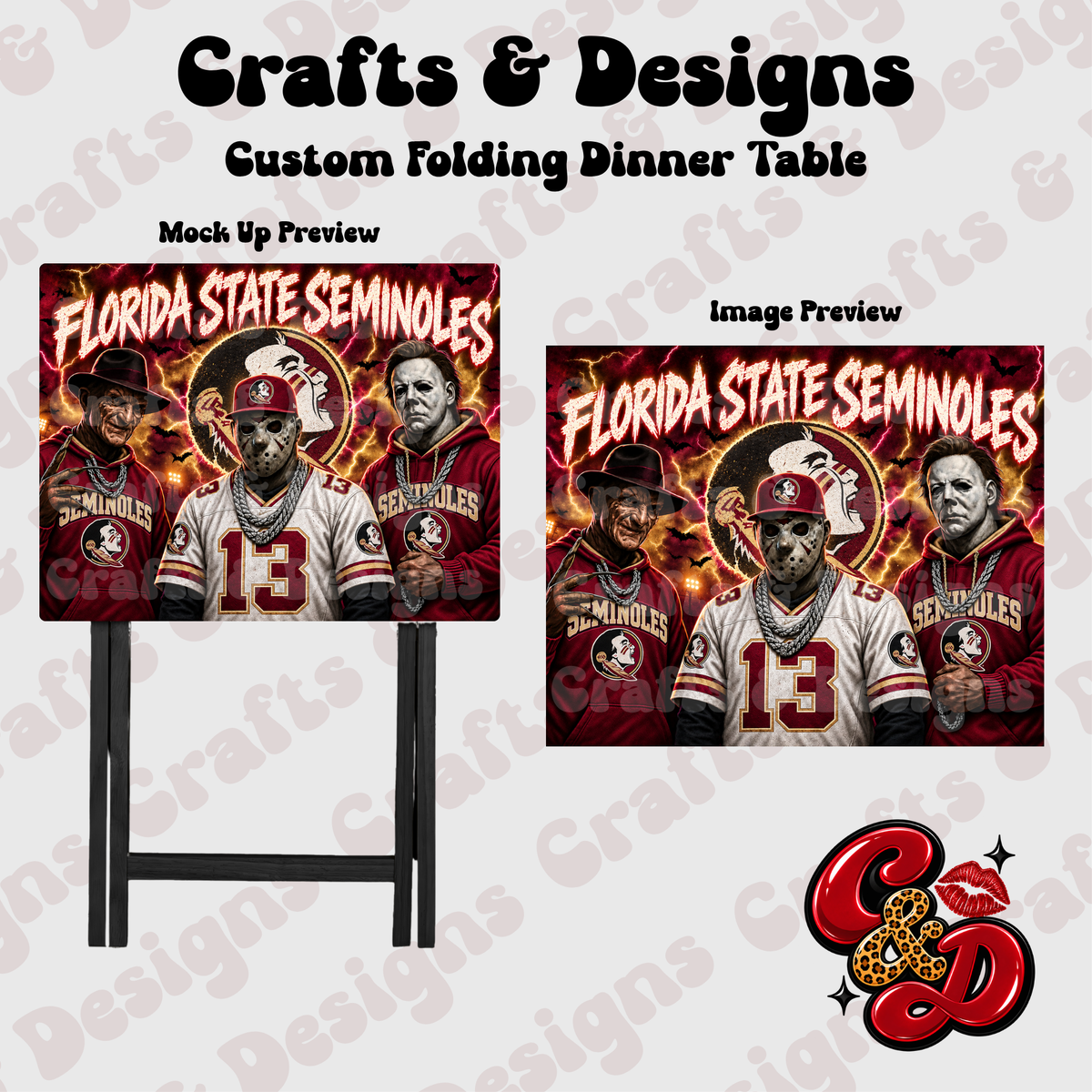 Florida State Seminoles Horror Crew Folding Table