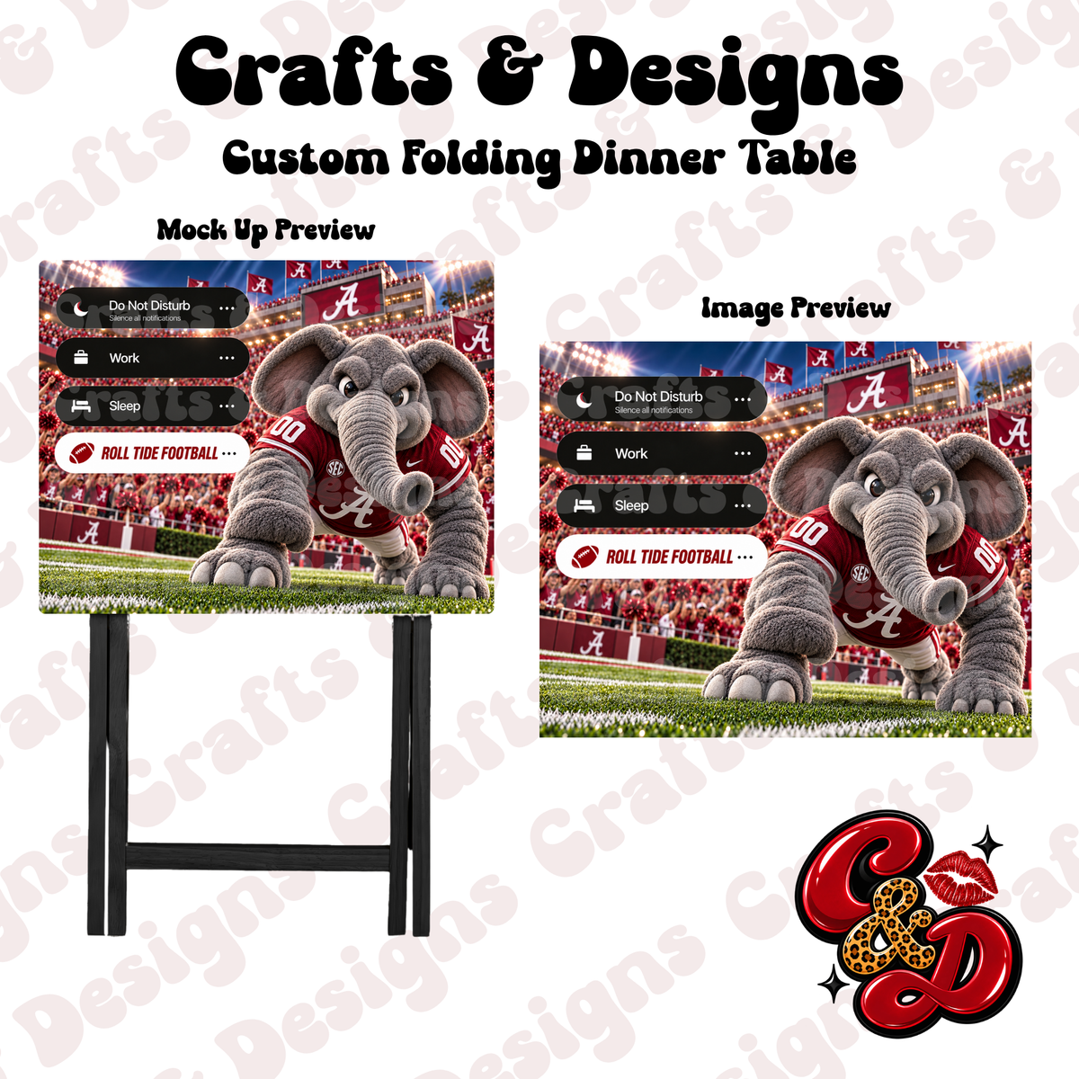 Alabama Roll Tide DND Folding Table