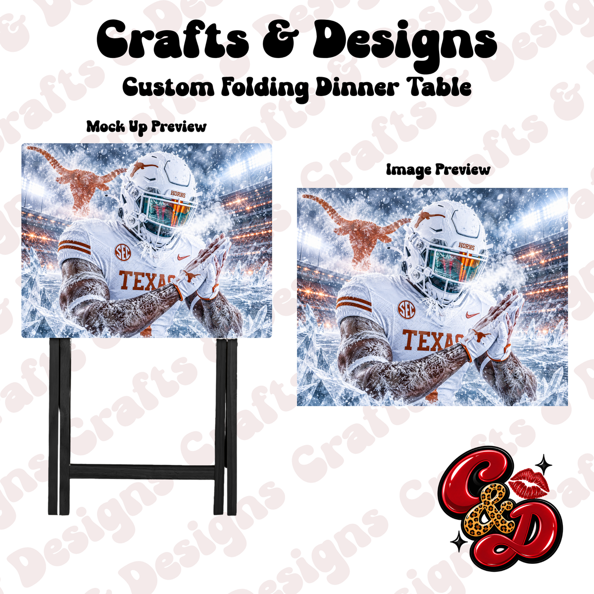 Texas Long Horn Iced Folding Table