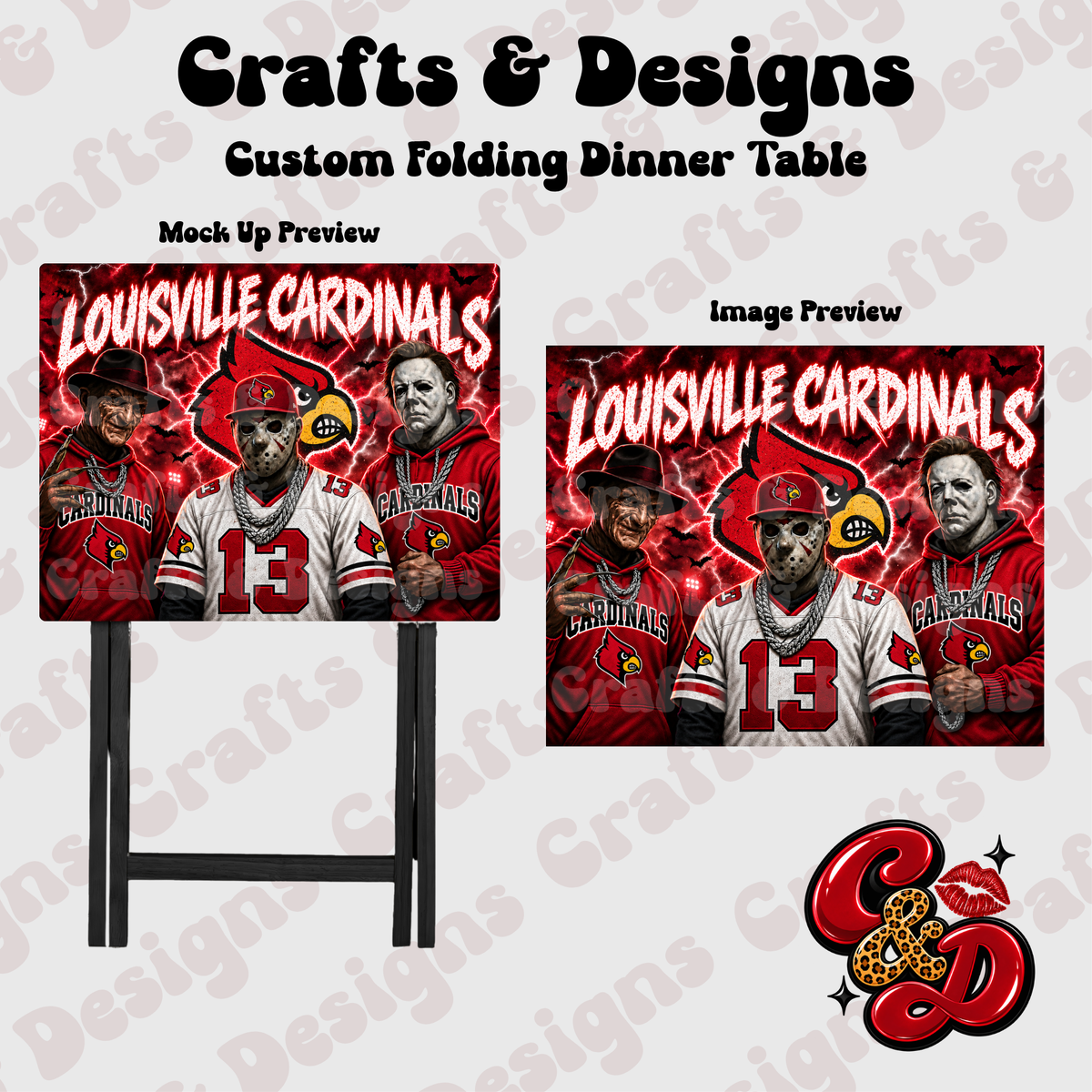 Louisville Cardinals Horror Crew Folding Table