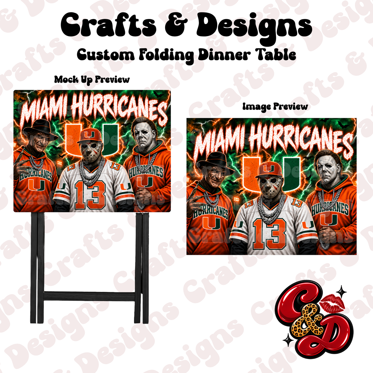 Miami Hurricanes Horror Crew Folding Table