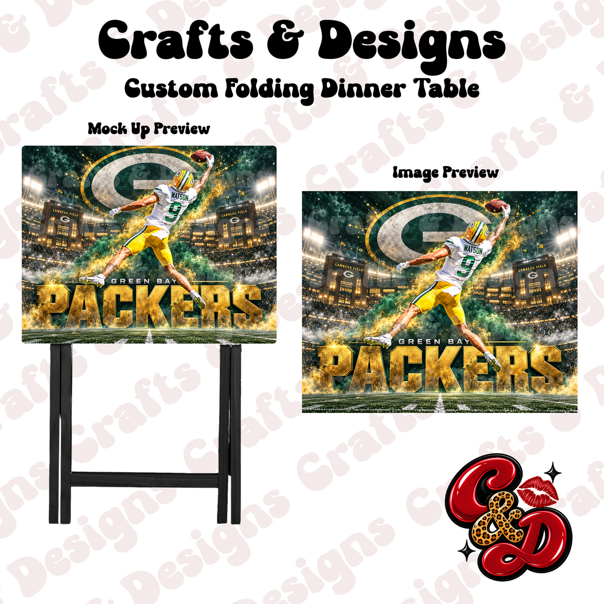 Green-Bay Packers Smokey Folding Table