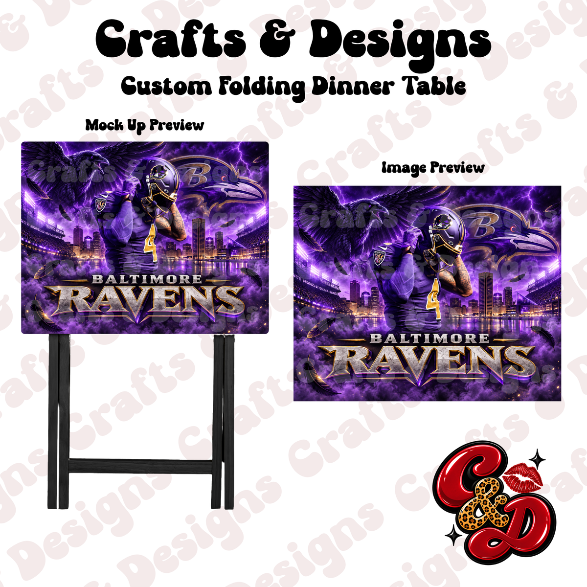 Baltimore Ravens Focus Folding Table