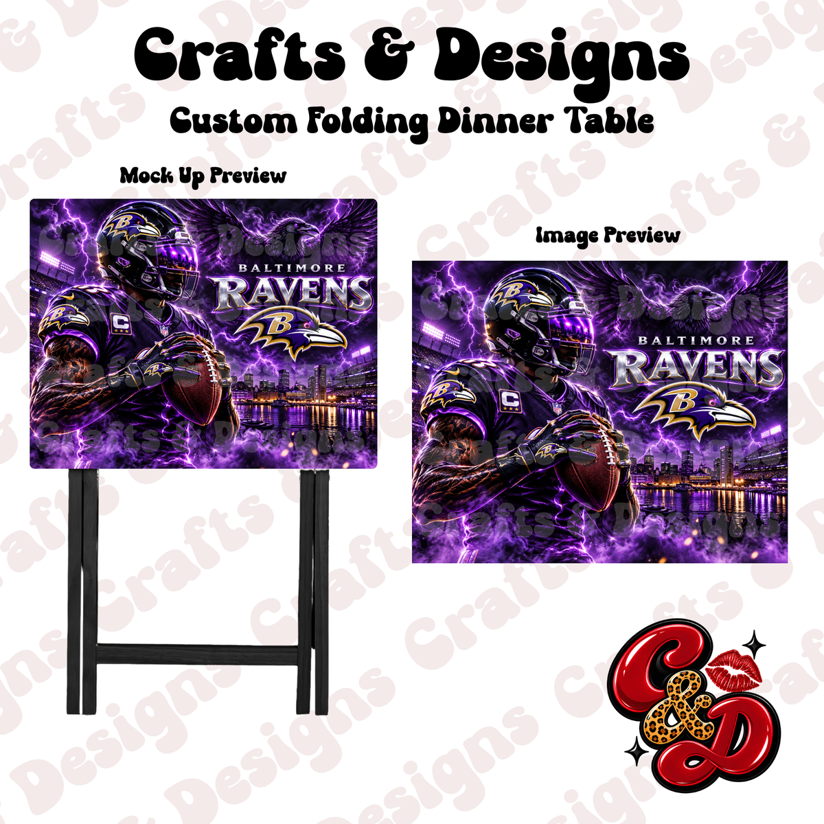 Baltimore Ravens Neon Ball Folding Table