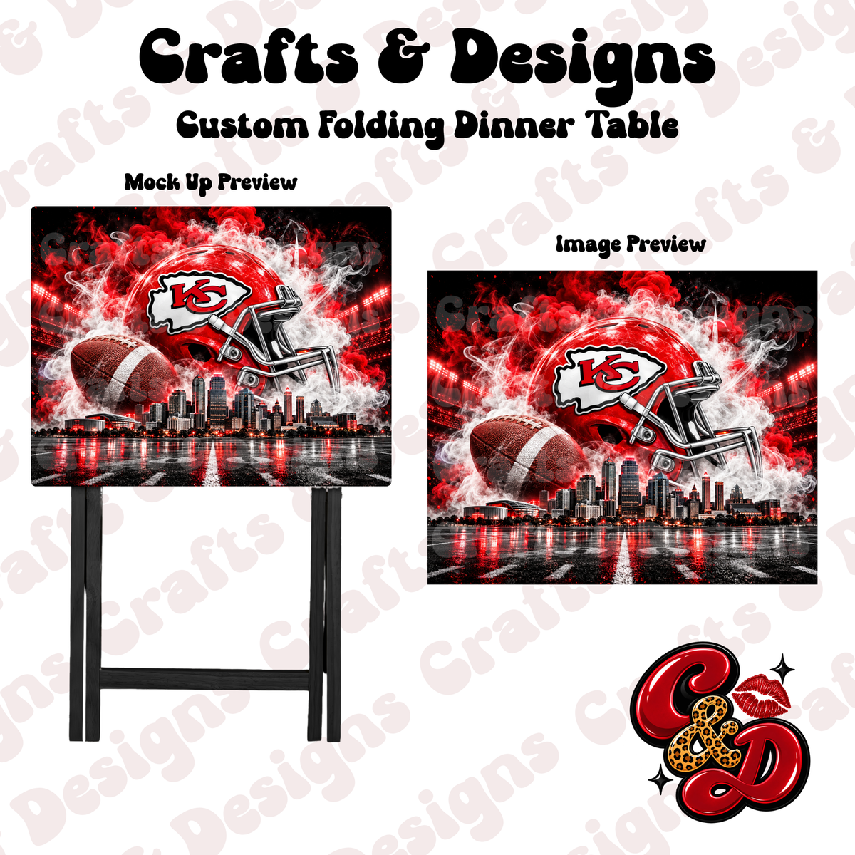 Kansas City Chiefs Smoke Folding Table