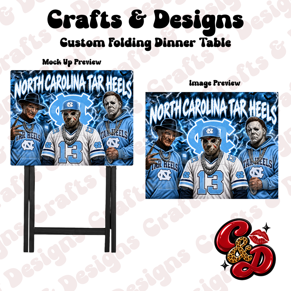 NC Tar-Heels Horror Crew Folding Table