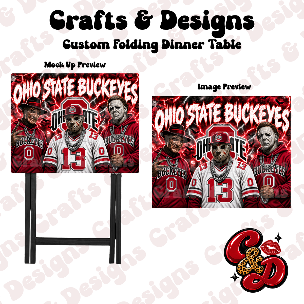 Ohio State Buckeyes Horror Crew Folding Table