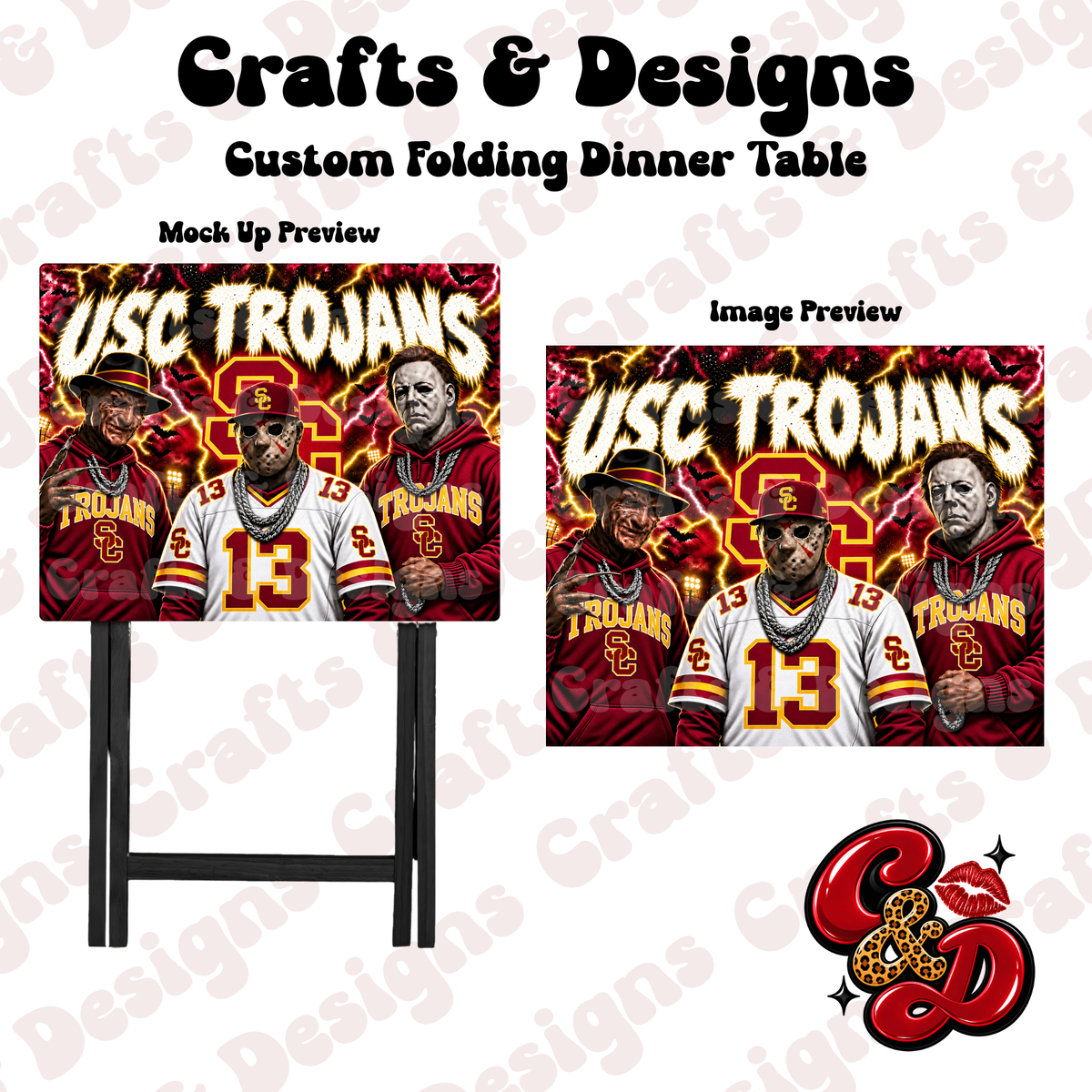 USC Trojans Horror Crew Folding Table