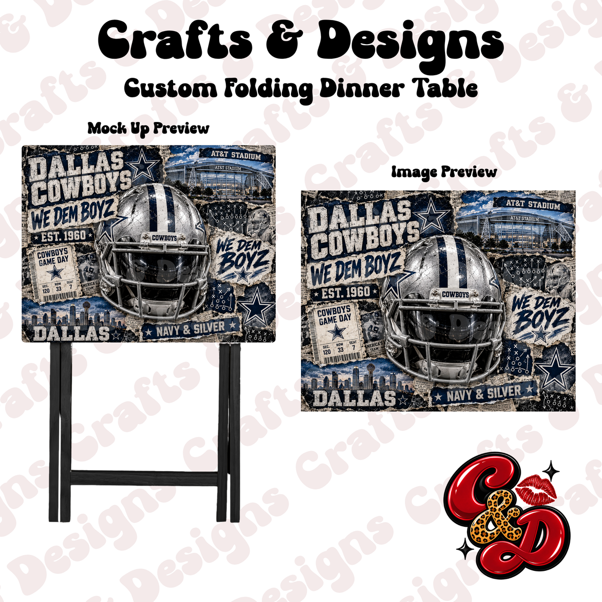 Dallas Cowboys Helmet Action Folding Table