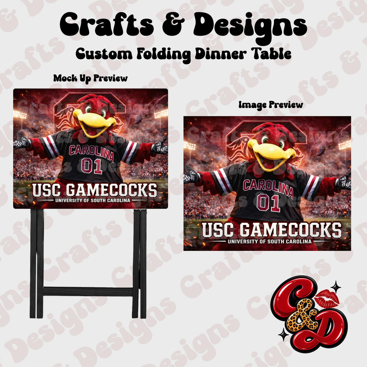 USC Cocky Style Folding Table