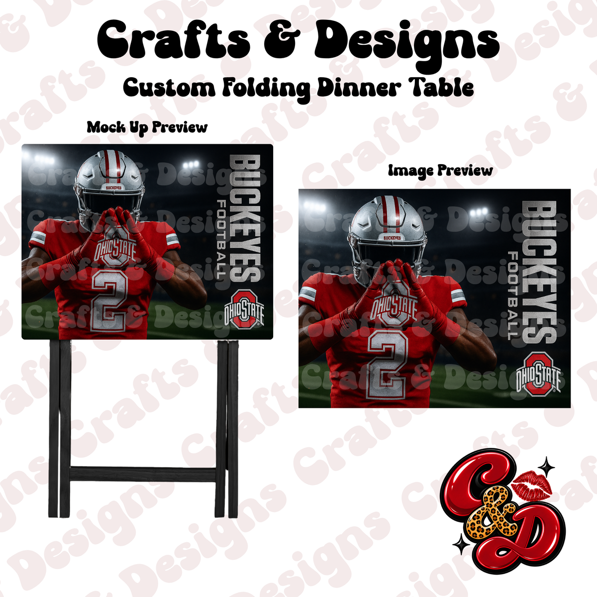 Ohio State Hands Up Folding Table
